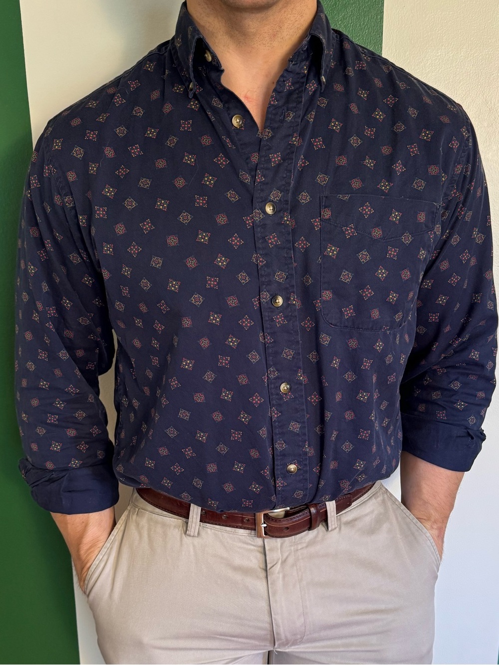 Vintage (1998) Docker’s Button Down Collar Patterned Shirt